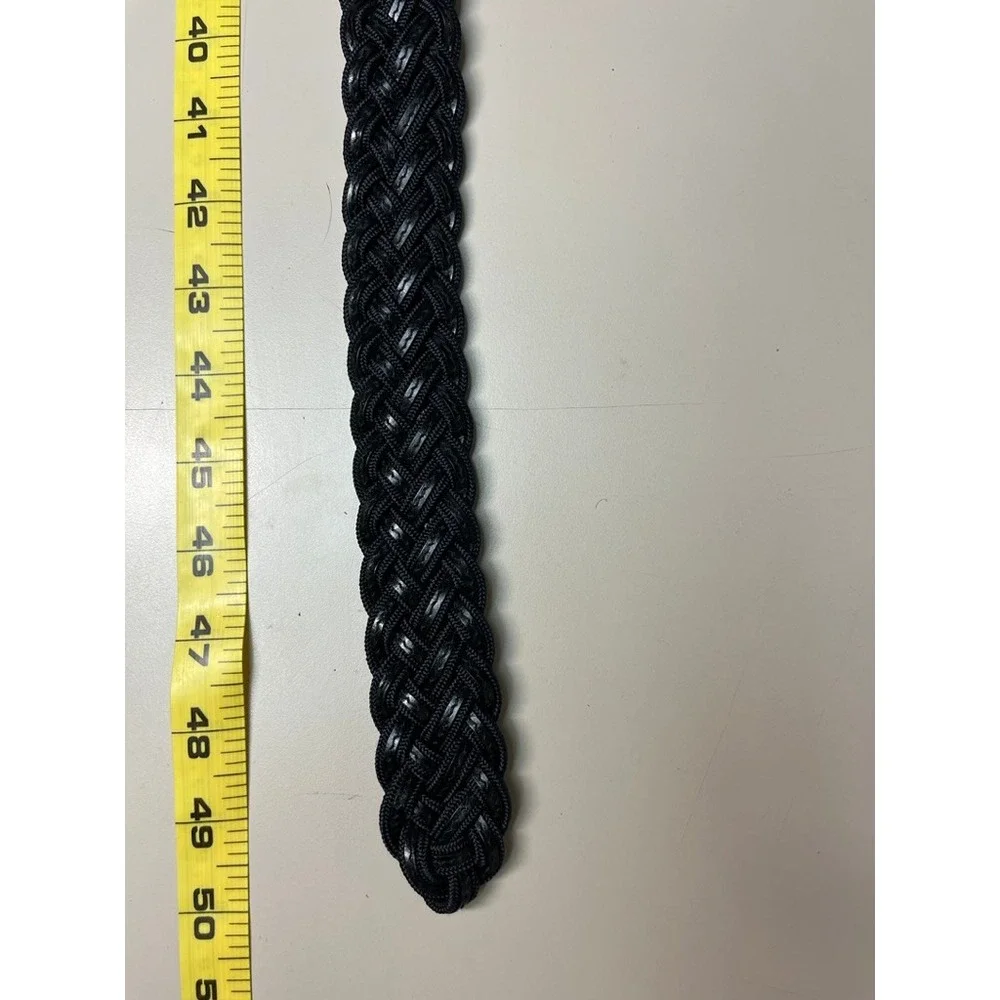 Royal Albatross Braided Belt Navy Blue Leather Cord Woven Made in Spain Size L